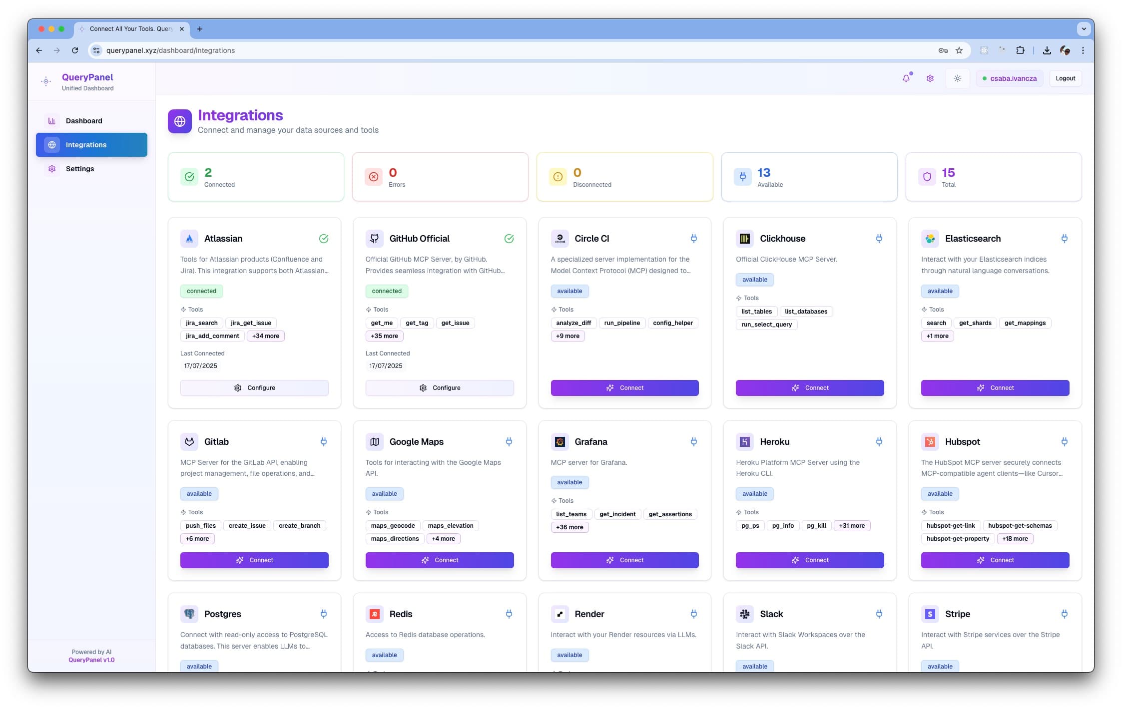 Integrations Screenshot